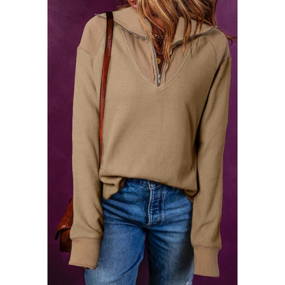 Half Zip Dropped Shoulder Sweatshirt